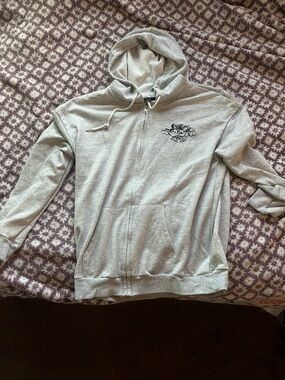 SHEIN Light Gray Zip-Up Hoodie with Hood and Front Pockets